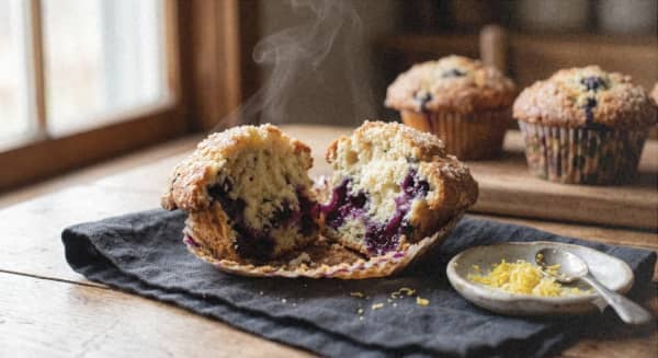 Lemon Blueberry Muffins with Crackly Sugar Tops