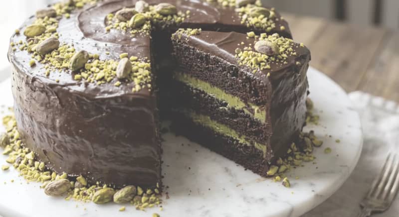 Chocolate Pistachio Cake with Pistachio Ganache