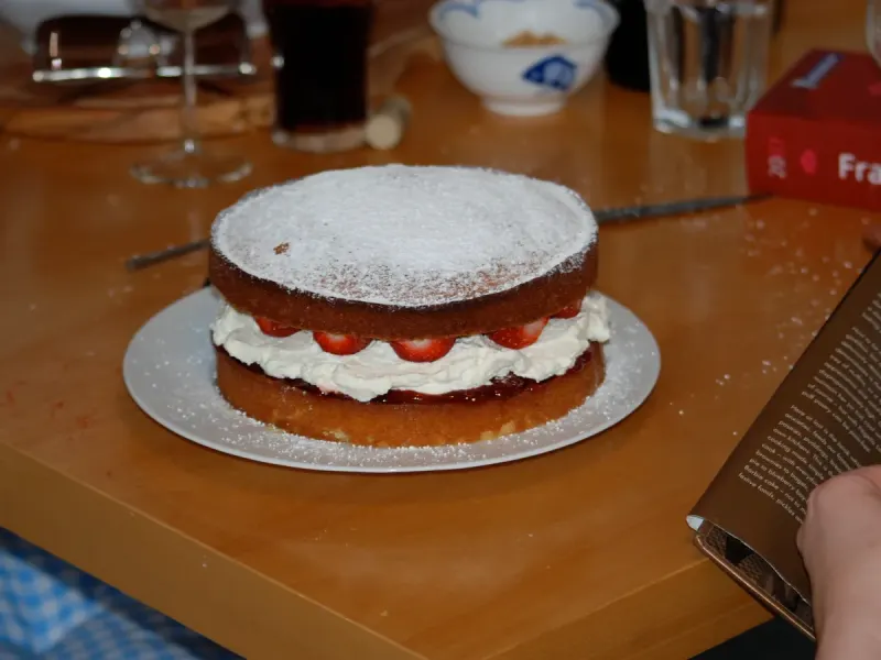 Classic Victoria Sponge Cake with Jam and Cream