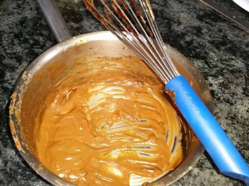 Prepare the hot toffee sauce safely - Step 5 for Classic Sticky Toffee Pudding with Toffee Sauce
