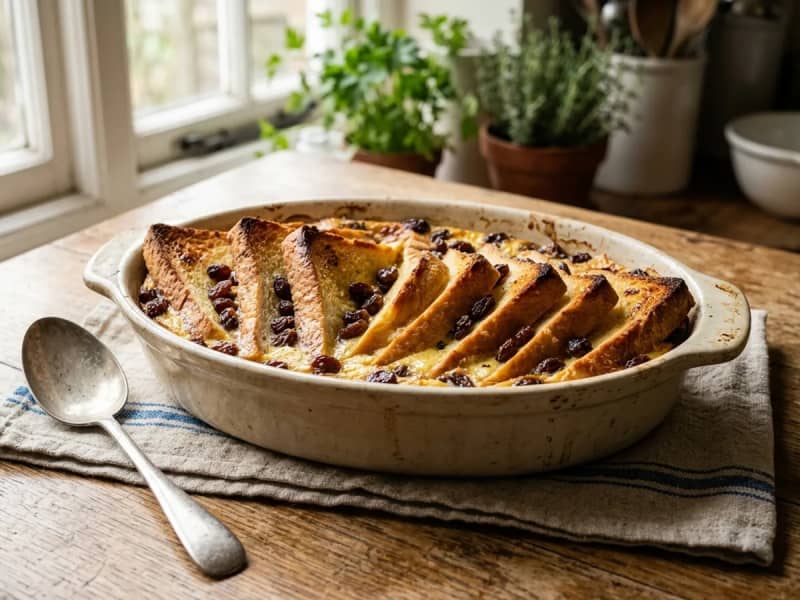 Classic Bread and Butter Pudding with Raisins