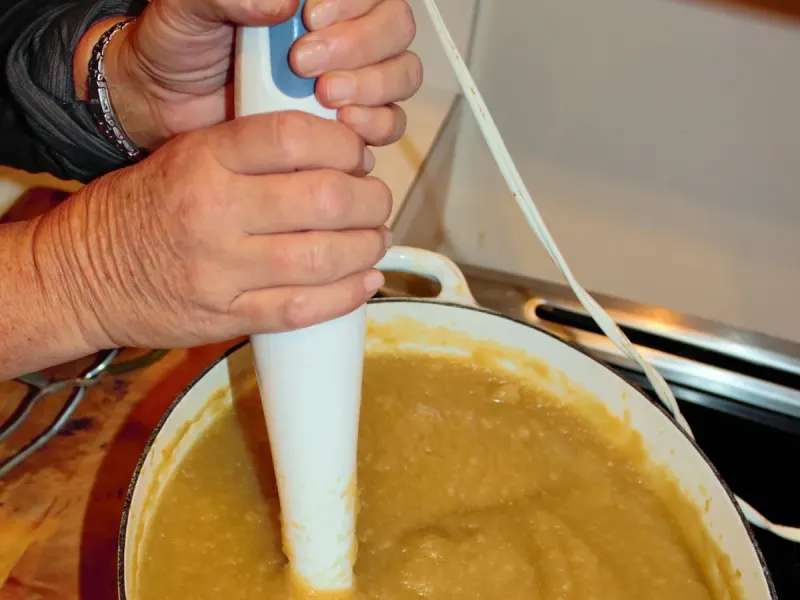 Soften the aromatics - Step 3 for Creamy Roasted Butternut Squash Soup