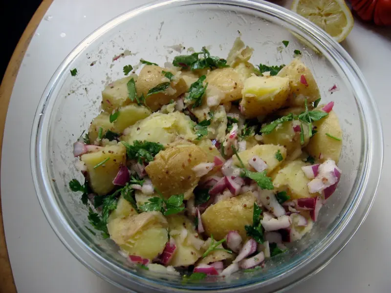 Cook the potatoes - Step 1 for Herby New Potato Salad with Mustard Dressing